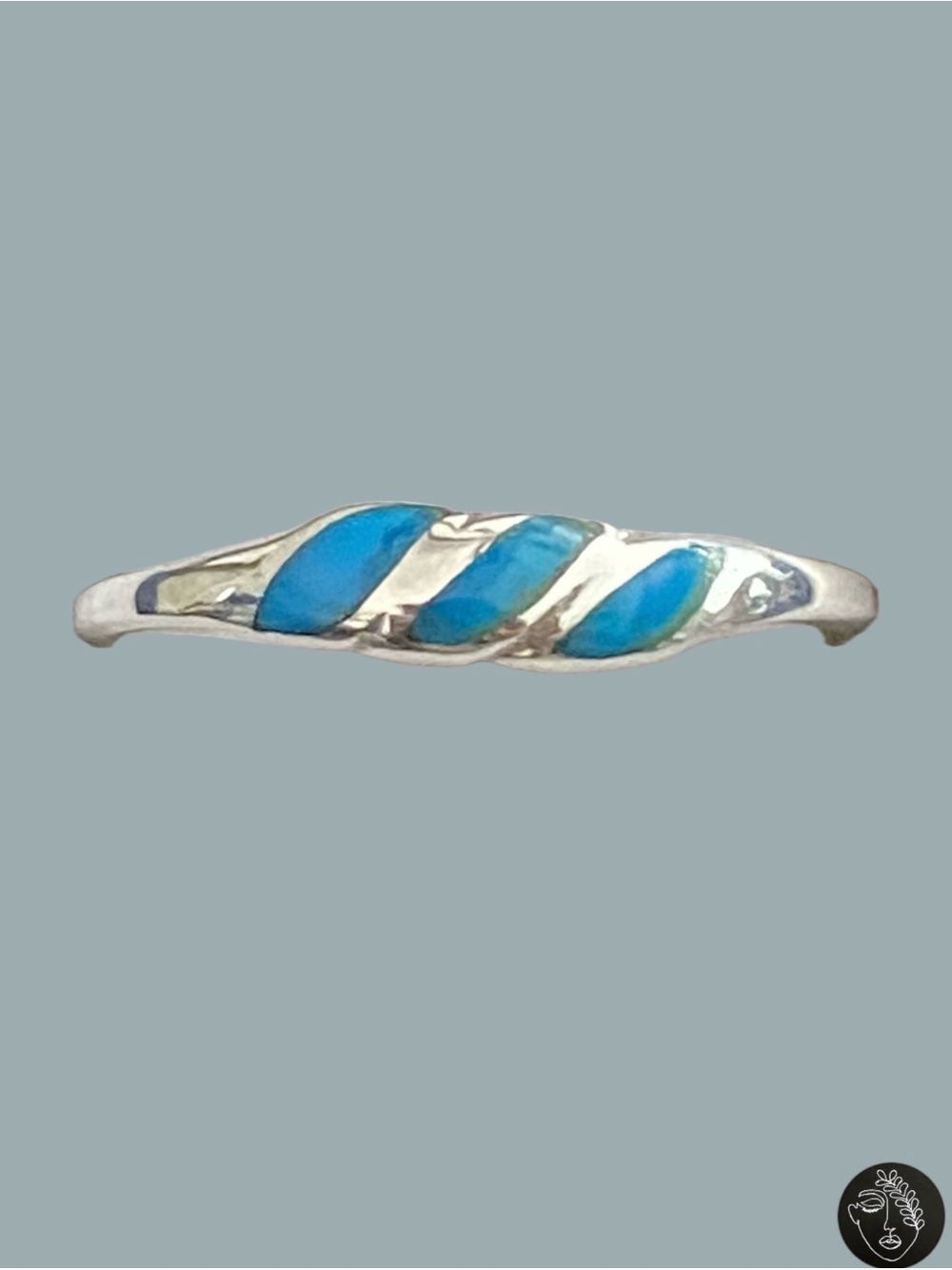 VTG Navajo Turquoise Inlay 925 Sterling Silver Ring Size 8 NWT